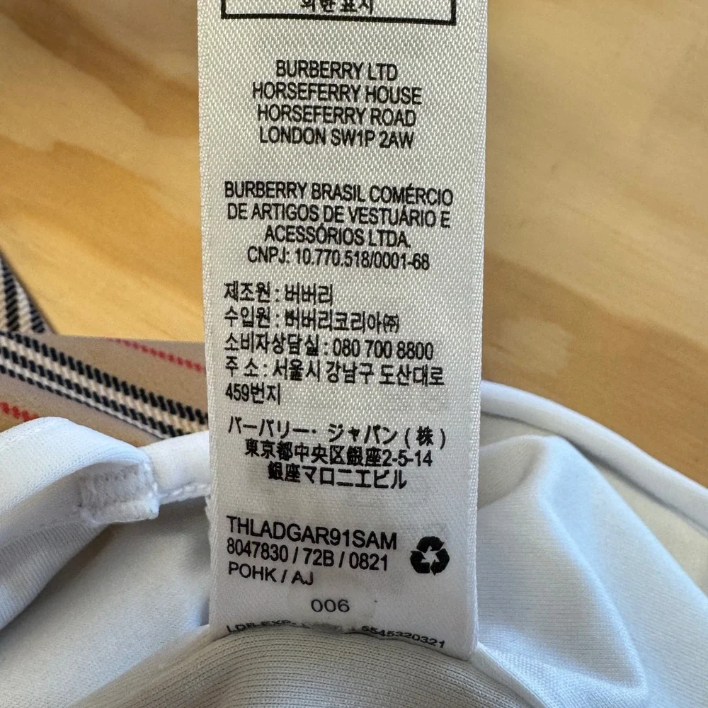 Authentic Burberry Girls Sadie Icon Stripe One Piece Swimsuit Plaid Beige 14Y 14